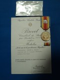 MEDALIA 25 ANI DE LA PROCLAMAREA REPUBLICII CU BREVET SEMNAT N. CEAUSESCU
