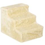 PawHut scară pentru c&acirc;ini cu 3 trepte, pentru c&acirc;ini și pisici de p&acirc;nă la 4,5 kg, din catifea detașabilă și lavabilă, bej | Aosom Romania