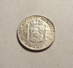 Spania 50 Centimos 1892 Piesa Frumoasa