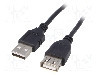 Cablu USB A mufa, USB A soclu, USB 2.0, lungime 3m, negru, AKYGA - AK-USB-19
