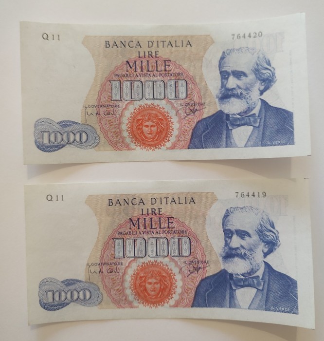Italia - 1000 Lire 1962 - serii consecutive