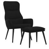 Cumpara ieftin Scaun de relaxare cu taburet, negru, textil