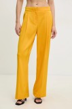 2NDDAY pantaloni Carter femei, culoarea galben, drept, high waist, 2252162279