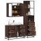 vidaXL Set mobilier de baie, 3 piese, stejar maro, lemn prelucrat 3301144