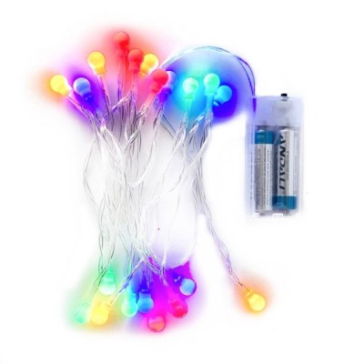 Instalație Crăciun 20 LED-uri Multicolor, 2m, Funcționare pe Baterii foto