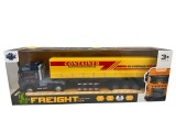 Macheta TIR Freight Forward Container galben 1:24 replica metal lumini si sunete, remorca detasabila