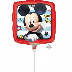 Balon mini folie Mickey Mouse - 23 cm, umflat + bat si rozeta, Amscan 36228 foto