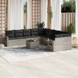 vidaXL Set canapele de grădină cu perne, 11 piese, gri, poliratan 3253059