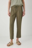 Medicine pantaloni din in culoarea verde, fason chinos, medium waist