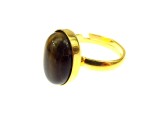Inel argint reglabil placat cu aur cu ochi de tigru 14x10 MM