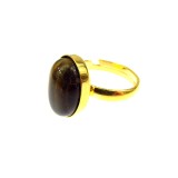 Inel argint reglabil placat cu aur cu ochi de tigru 14x10 MM