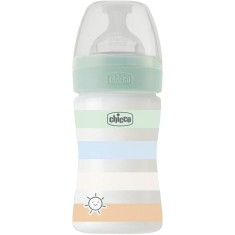 Biberon Chicco Wellbeing, 150ml, PP, tetina silicon, flux lent, verde, 0luni+