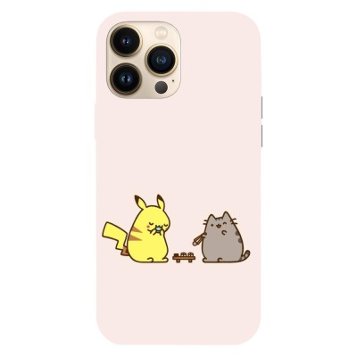 Husa compatibila cu Apple iPhone 14, Viceversa, model Lunch with pika and pusheen, Silicon, TPU foto