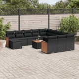 Cumpara ieftin Set mobilier de grădină cu perne, 13 piese, negru, poliratan