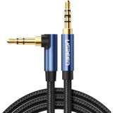 CABLU audio Ugreen, &quot;AV112&quot; stereo (3.5 mm jack T/T), conectori auriti, 1m, braided, unghi de 90 grade la un cap, albastru &quot;60179&quot; (timbru verde 0.18