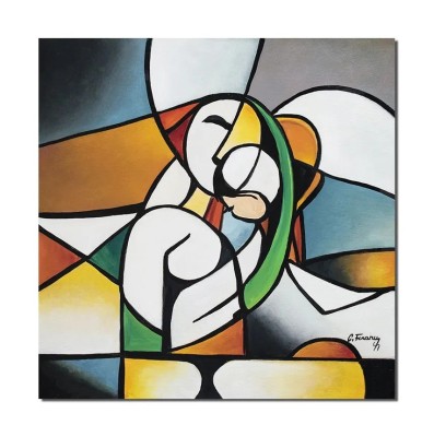 Tablou abstract indragostiti pictat manual, Iubire, 70x70cm ulei pe panza, Constantin Feraru foto