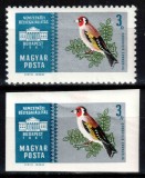 Ungaria 1961, Mi #1768 A+B**, dant + ned, timbru din serie, fauna, pasari, MNH. Cota 36,- &euro;!, Nestampilat