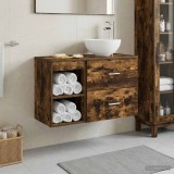Cumpara ieftin Set dulap baie 2 buc. Stejar fumuriu 79,5 x 41 x 80 cm