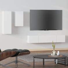 vidaXL Set dulap TV, 4 piese, alb, lemn prelucrat