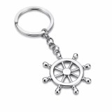 Breloc pentru chei roata de carma din metal cromat, stil nautic