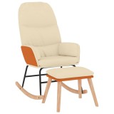 Cumpara ieftin Scaun balansoar cu taburet, crem, textil