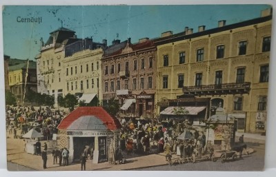 CERNAUTI , PIATA CENTRALA , CARTE POSTALA , 1934 foto