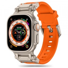 Curea Techsuit W064 pentru Apple Watch 49mm / 46mm / 45mm / 44mm / 42mm Series, Argintie Portocalie