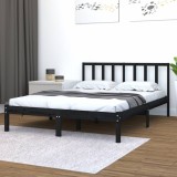 Cadru de pat King Size, negru, 150x200 cm, lemn masiv de pin