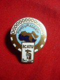 Insigna -Congres African Sindical ,ICATU, metal si email , h=3,5cm