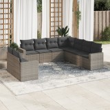 Gossi set canapele de gradina, 9 piese, cu perne, gri, poliratan