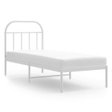 Cumpara ieftin Cadru de pat metalic fara saltea, cu tablie, alb, 75x190 cm