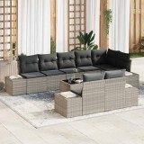 vidaXL Set de canapele pentru grădină cu pernă 9 pcs Gri deschis