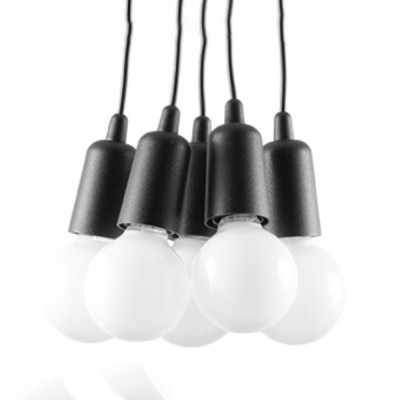 Lampă Suspendată Diego Neagră Pvc 5 Becuri Neregulate Modernă De Interior foto