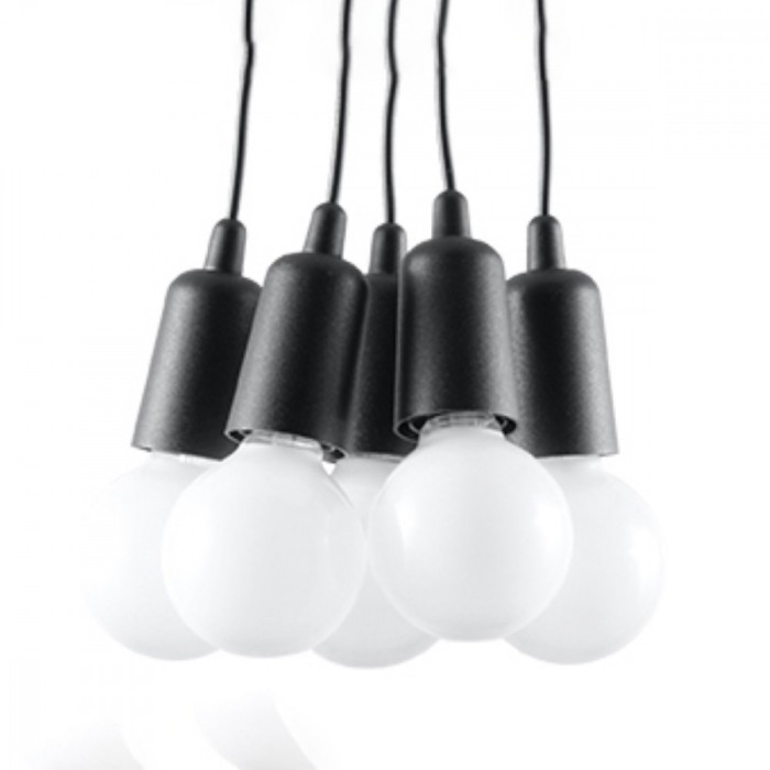 Lampă Suspendată Diego Neagră Pvc 5 Becuri Neregulate Modernă De Interior