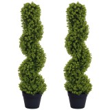 HOMCOM Set de 2 plante decorative, Plante artificiale &icirc;n ghiveci, Plante artificiale pentru casă, interior, exterior, 90 cm, Verde | Aosom Romania