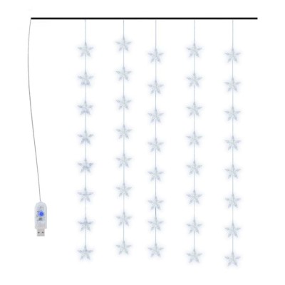 Instalatie lumini tip perdea stele 200 LED alb rece 8 functii foto