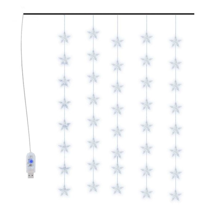 Instalatie lumini tip perdea stele 200 LED alb rece 8 functii