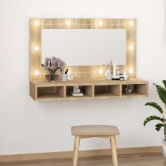 vidaXL Dulap cu oglindă și LED, stejar sonoma, 90x31,5x62 cm 808894