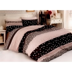 Lenjerie de pat pentru o persoana cu husa elastic pat si fata perna dreptunghiulara, Bubble, bumbac ranforce, gramaj tesatura 120 g/mp, multicolor