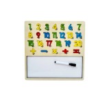 Puzzle Educativ Montessori cu Tablita de Desenat, Carioca si Cifre, Multicolor, Lemn, 30x30 cm, 25 piese, Oem