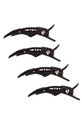 Clame Par Coafor, Model Cleste Dublu, Set 4 bucati, Culoare Negru, Lungime 12cm, Material Plastic foto