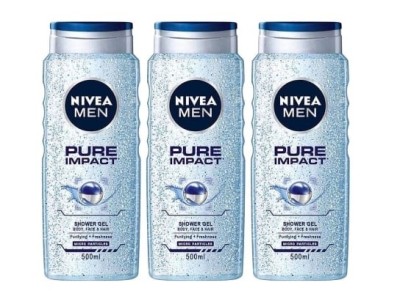 Set 3 x Nivea gel dus 500ml men pure impact foto