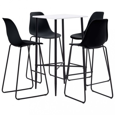 Set mobilier de bar, 5 piese, negru, plastic GartenMobel Dekor foto