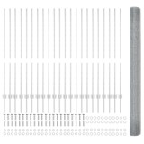 VidaXL Gard din plasă sudată cu 44 U Posts Argintiu 1.4x50 m Oțel