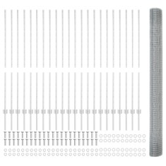 vidaXL Gard din plasă sudată cu 44 U Posts Argintiu 1.4x50 m Oțel