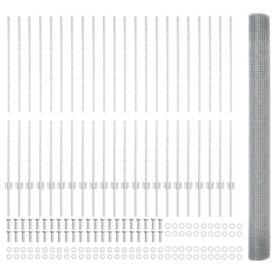 vidaXL Gard din plasă sudată cu 44 U Posts Argintiu 1.4x50 m Oțel foto