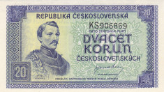 Bancnota Cehoslovacia 20 Korun 1945 - P61s SPECIMEN foto