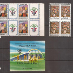LP 1260 - 1261 Romania -1991- BALCANFILA XIII BLOCURI DE 4 TIMBRE SI COLITA
