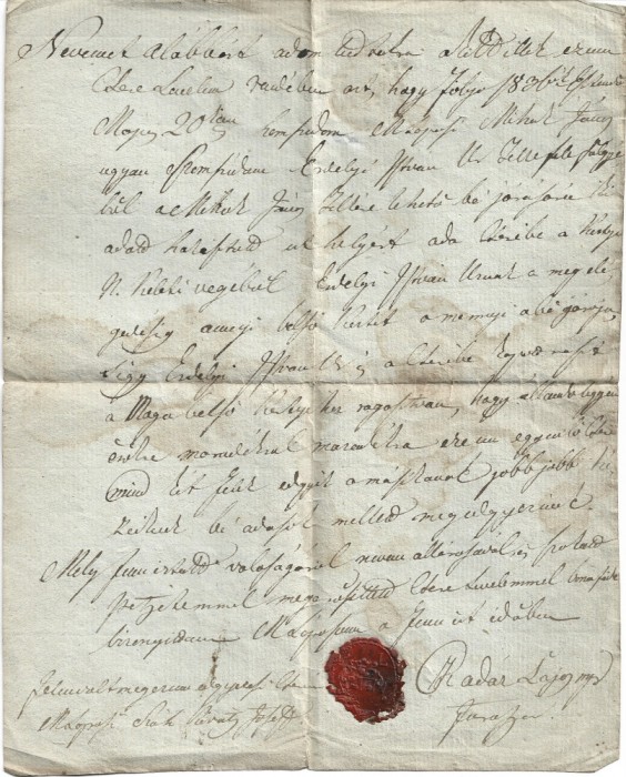 A3034N Act din anul 1836, T&acirc;rgu Lăpuș, Maramureș, cu sigiliu &icirc;n ceară roșie
