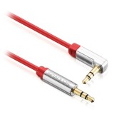 Cablu audio jack 3.5 mm tata-tata 5 m cu mufa 90&deg; Sentivus, placat cu aur (rosu)